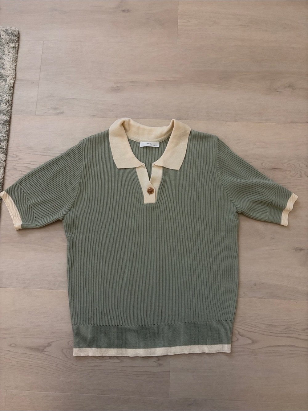 Korean Brand Light Green Short Sleeve Knit Polo Top
